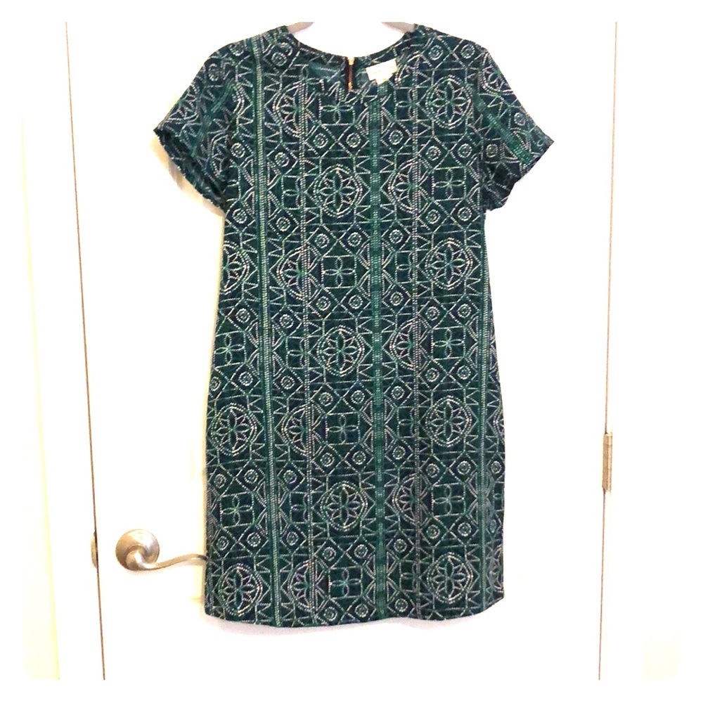 Navy/green patterned shift dress